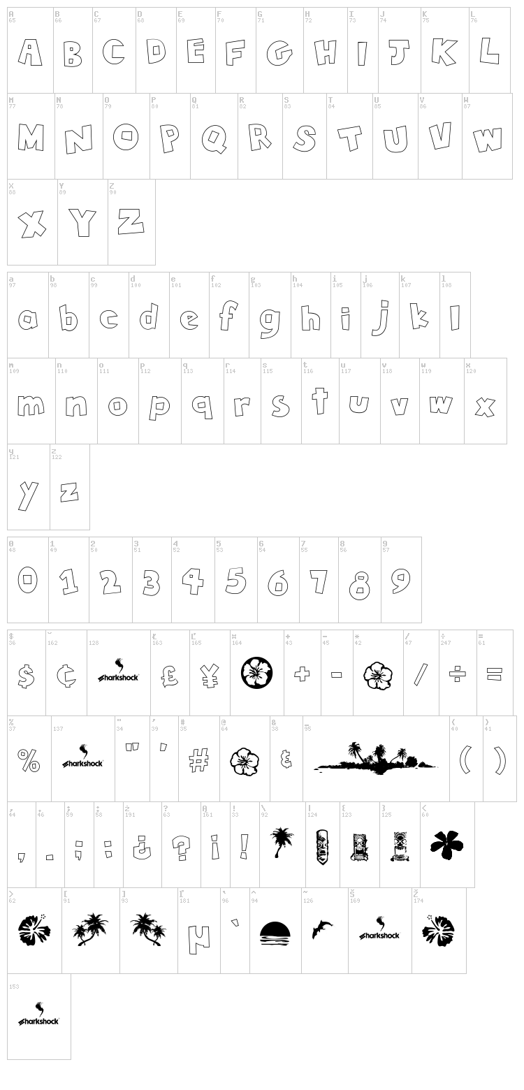 Tiki Tropic font map
